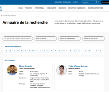 Mines Paris – PSL lance son annuaire de la recherche